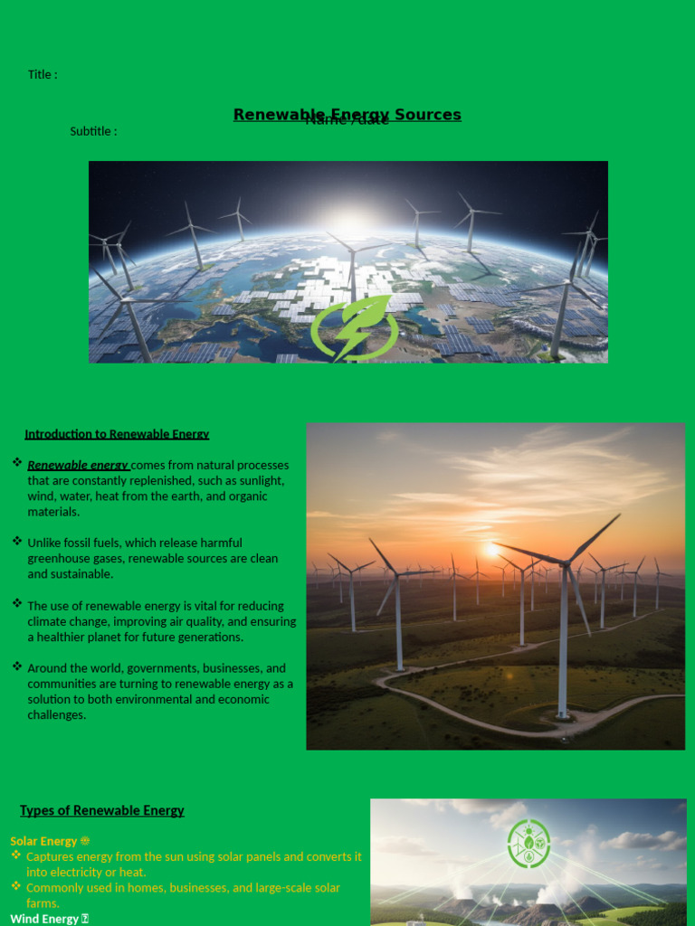 Overview of Renewable Energy Sources | PDF | Renewable Energy | Energy ...
