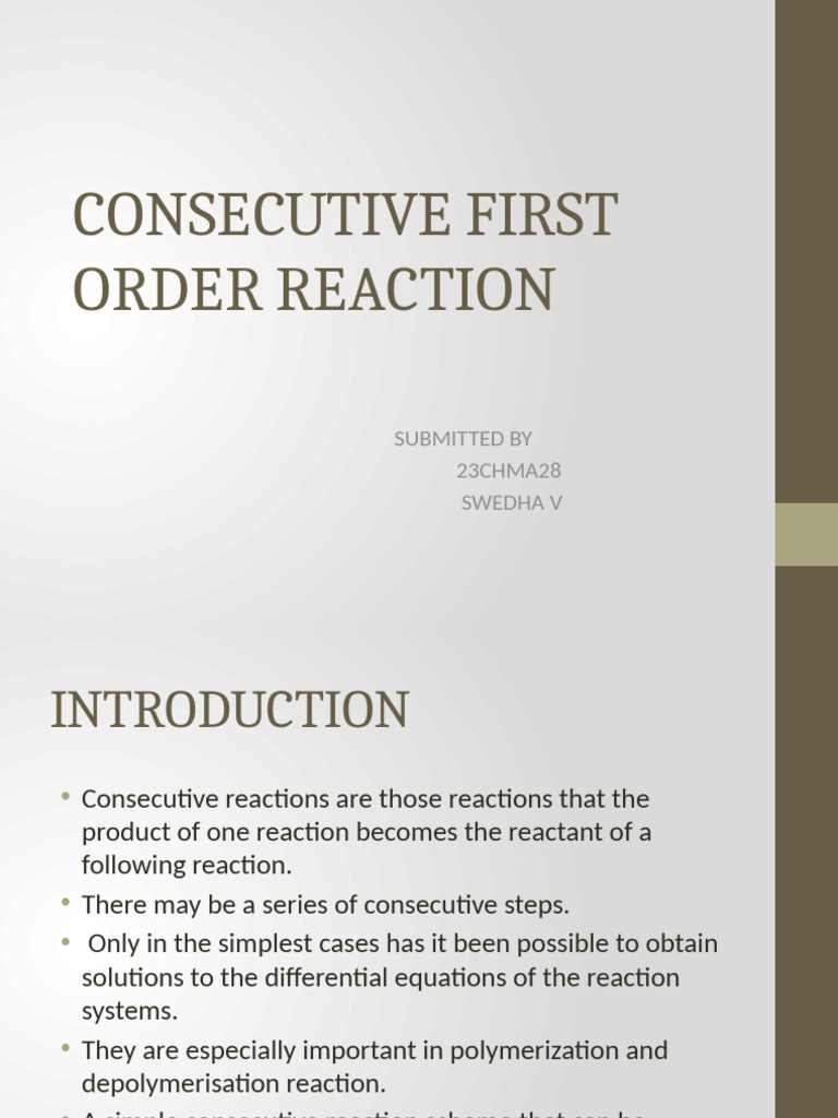 Consecutive First Order Reaction Kinetics | PDF | Chemical Reactions ...