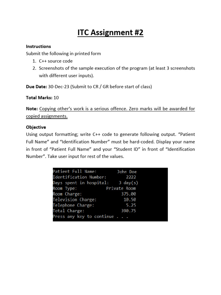 C++ Assignment: Patient Info Output | PDF