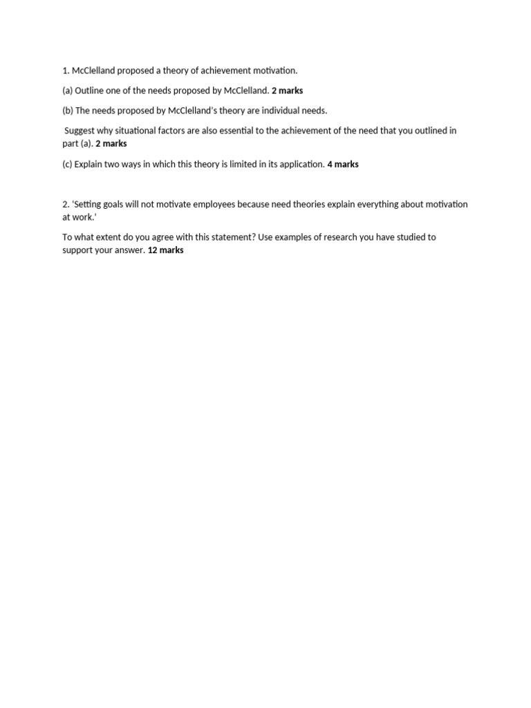 McClelland's Achievement Motivation Theory | PDF