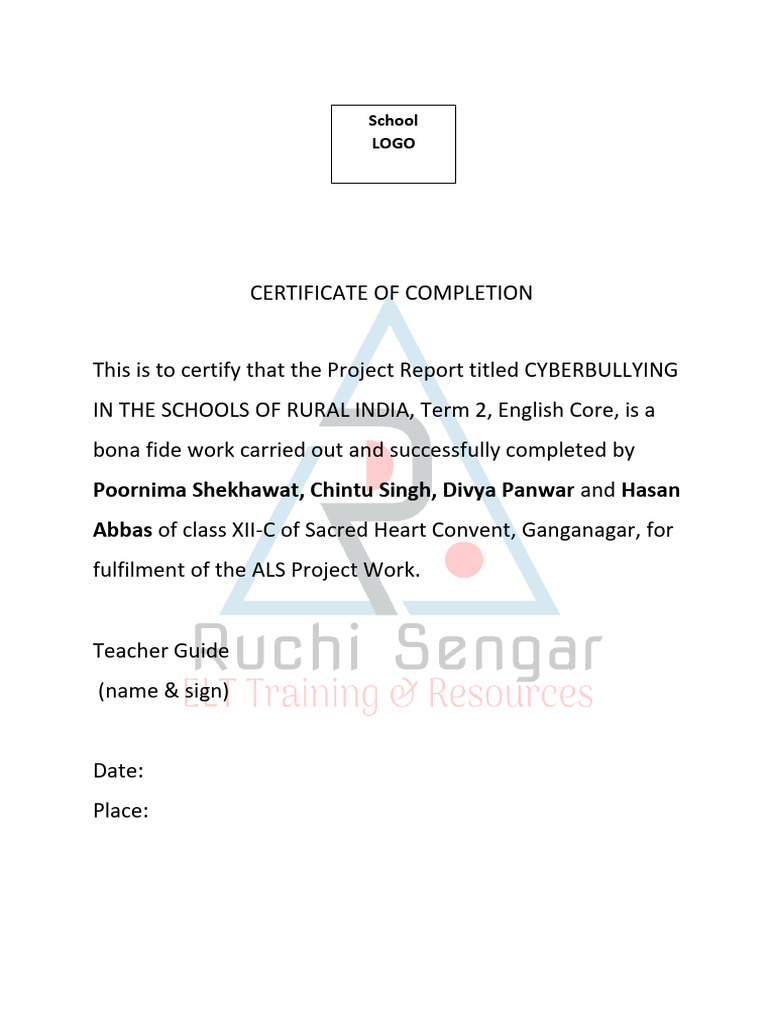 Initial Pages-Certificate of Completion Sample | PDF