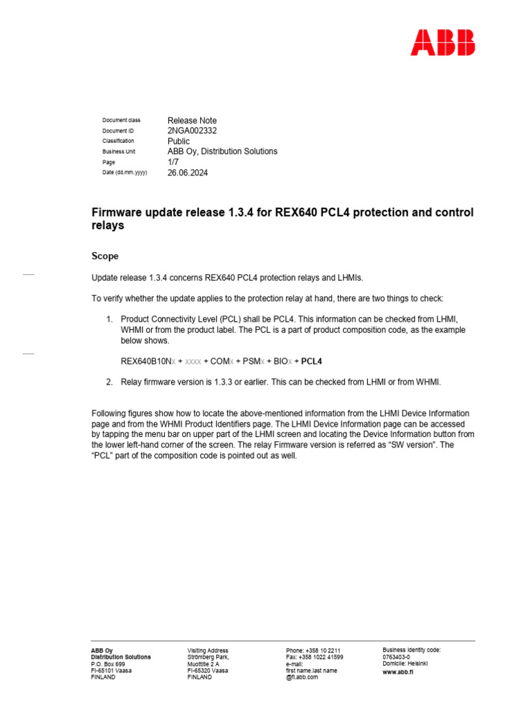 REX640 Relay Firmware Update 1.3.4 | PDF | Relay | Electrical Engineering