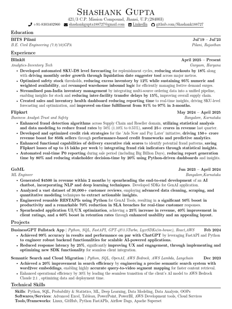 Shashank Gupta: Civil Engineer & Data Analyst | PDF | Artificial ...
