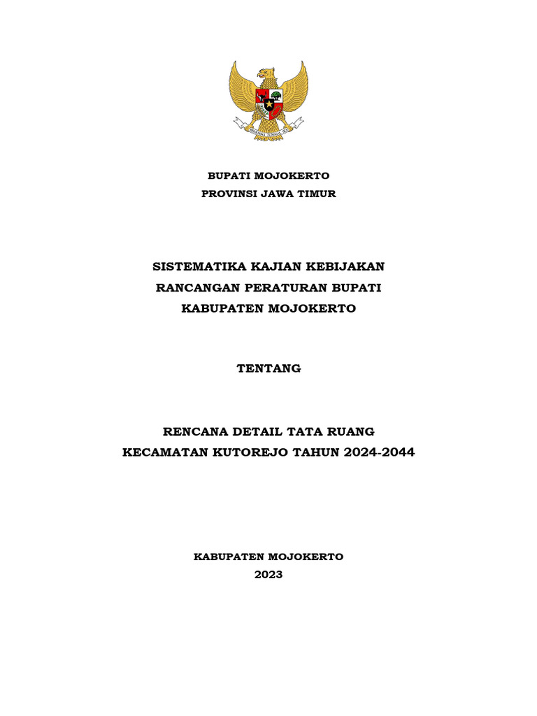 RDTR Kecamatan Kutorejo 2024-2044 | PDF