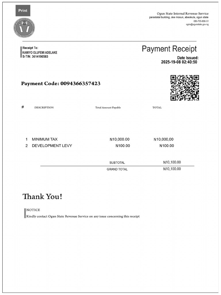 Tax Payment Receipt# | PDF