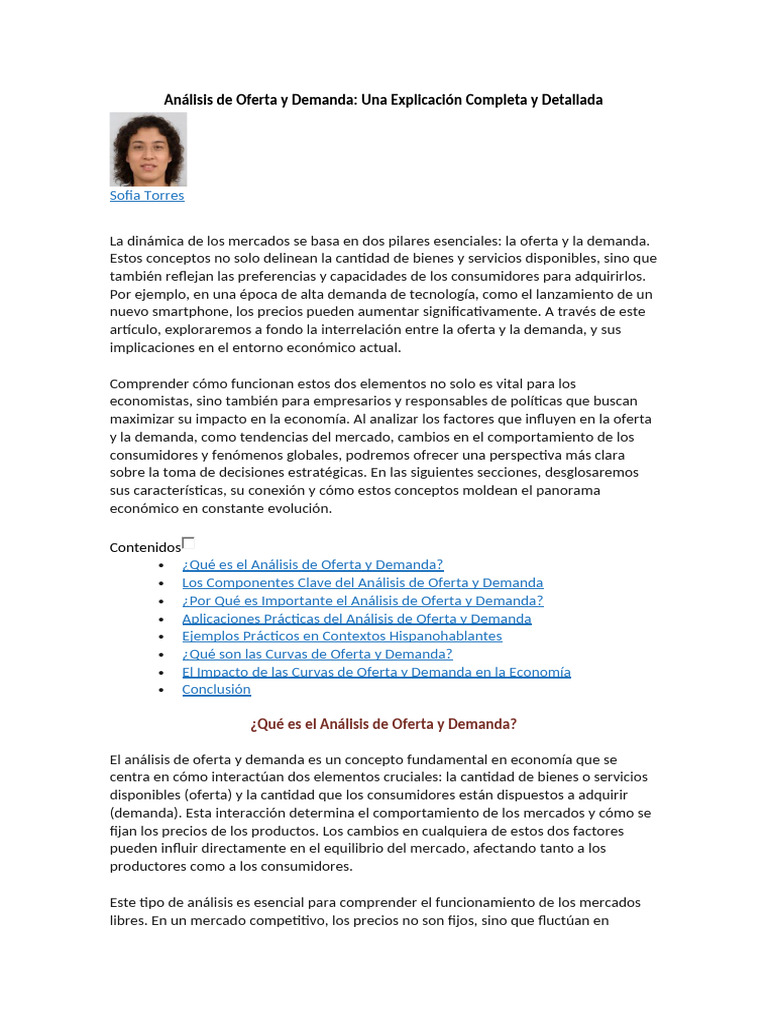 Análisis de Oferta y Demanda en Economía | PDF | Oferta (economía ...