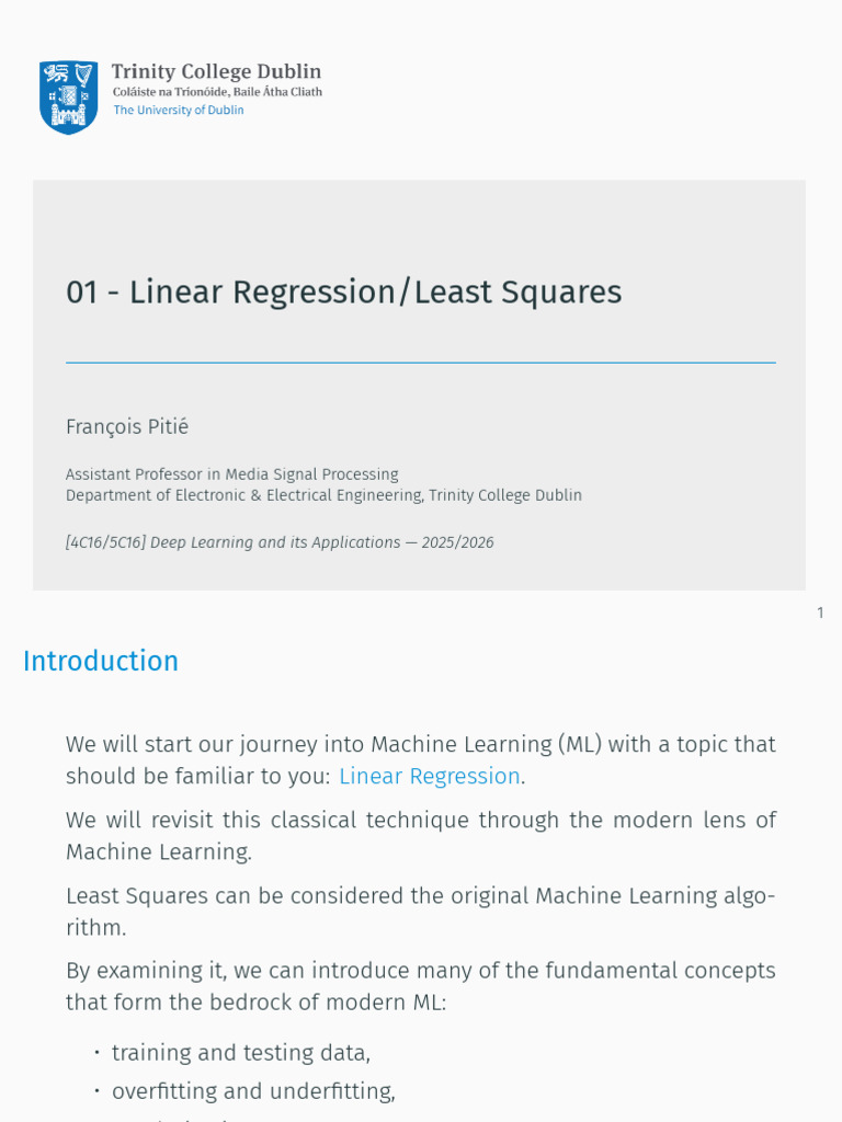 Handout 01 Linear Regression | PDF | Least Squares | Regression Analysis