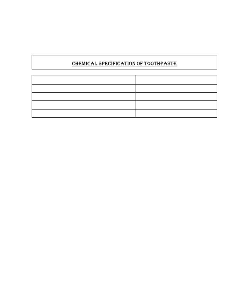 Toothpaste Chemical Specifications Guide | PDF