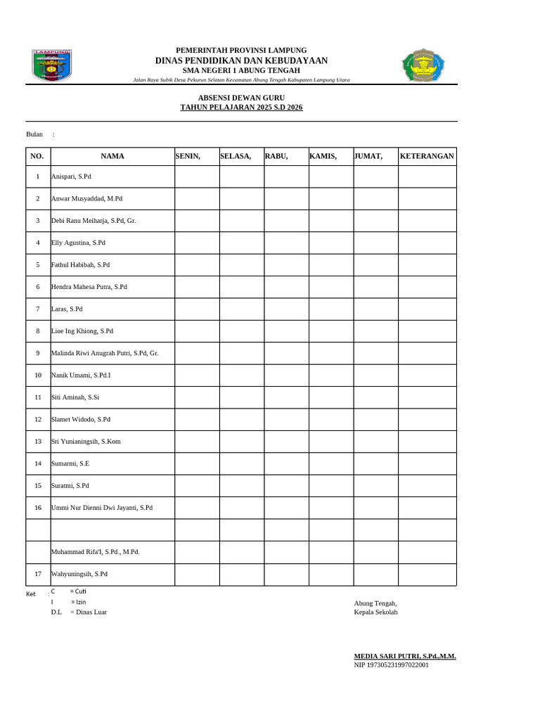 Absensi Guru & TU 2021 CV | PDF