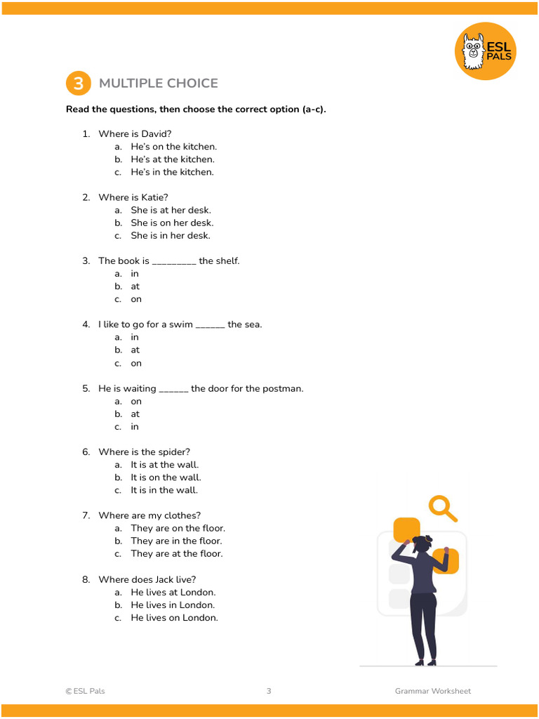 ESL Grammar Multiple Choice Quiz | PDF