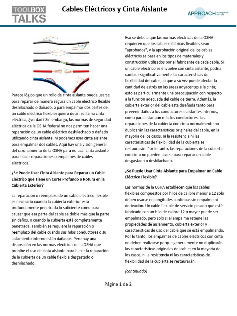 Uso Seguro de Cinta Aislante en Cables | PDF | Aislador (Electricidad ...