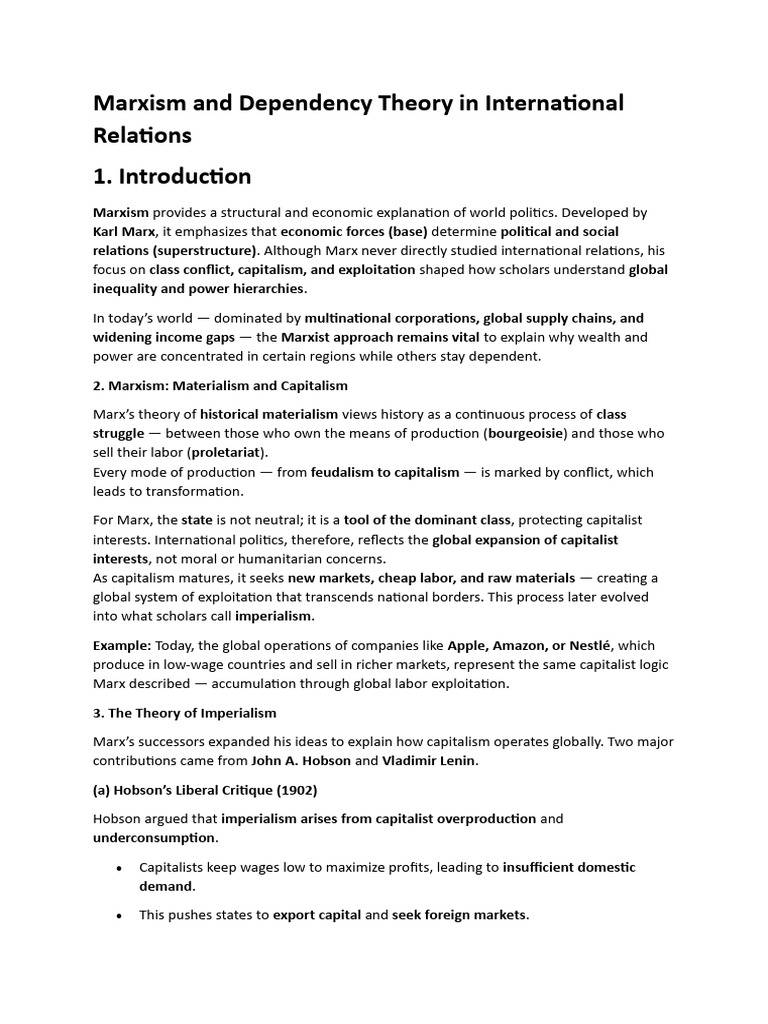 Marxism and Dependency Theory Explained | PDF | Capitalism | World ...