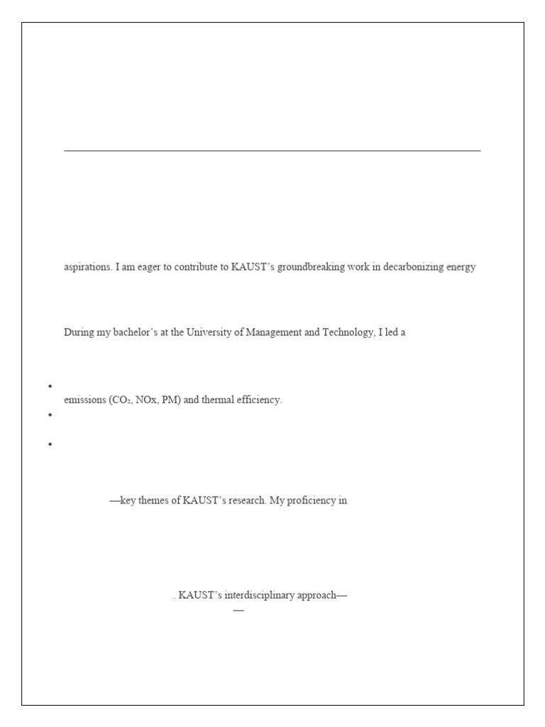 Statement of Purpose For KAUST Visiting Student Research Program 2025 ...