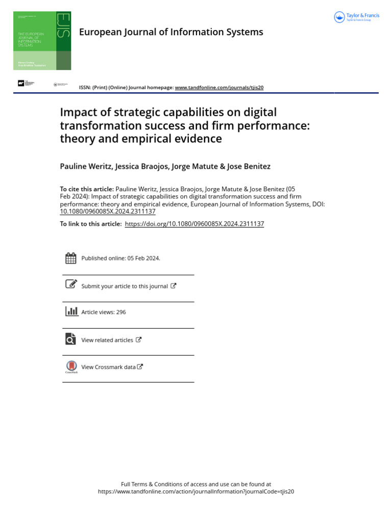 Impact of Strategic Capabilities On Digital Transformation Success and ...