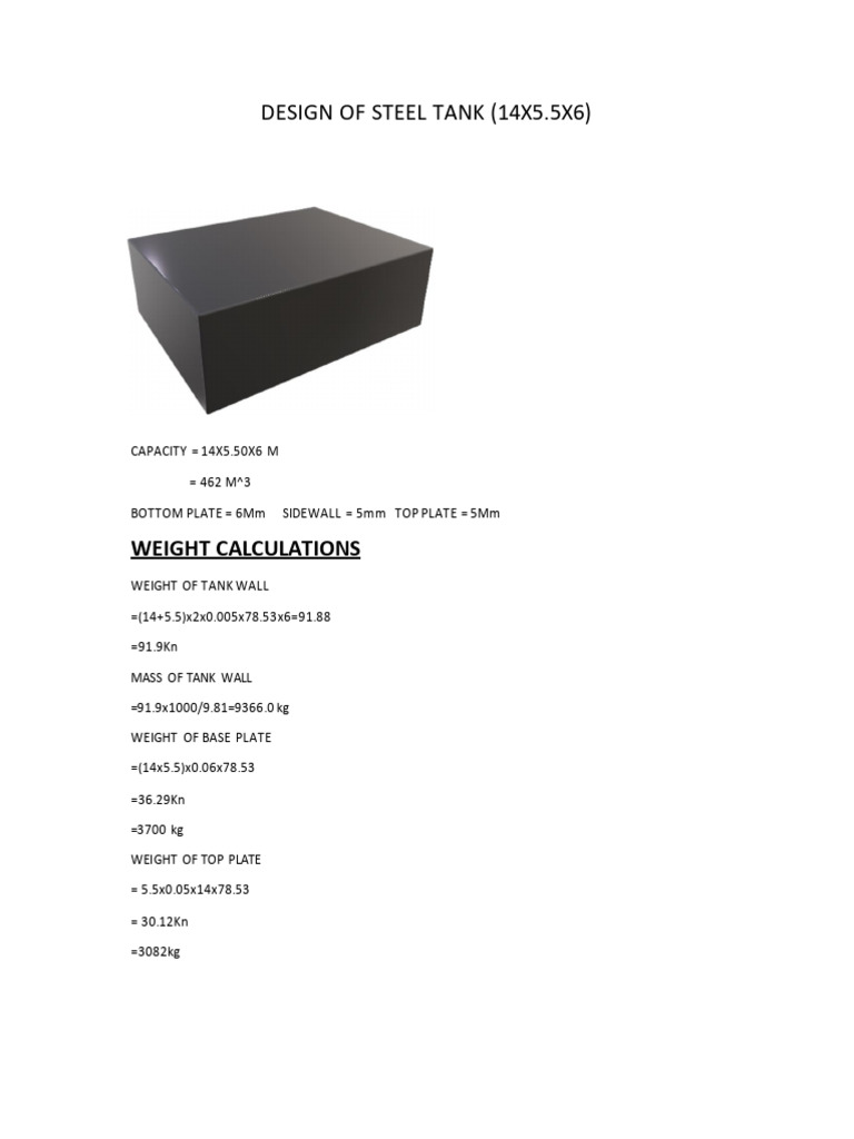 Steel Tank Design and Calculations | PDF | Physical Quantities ...