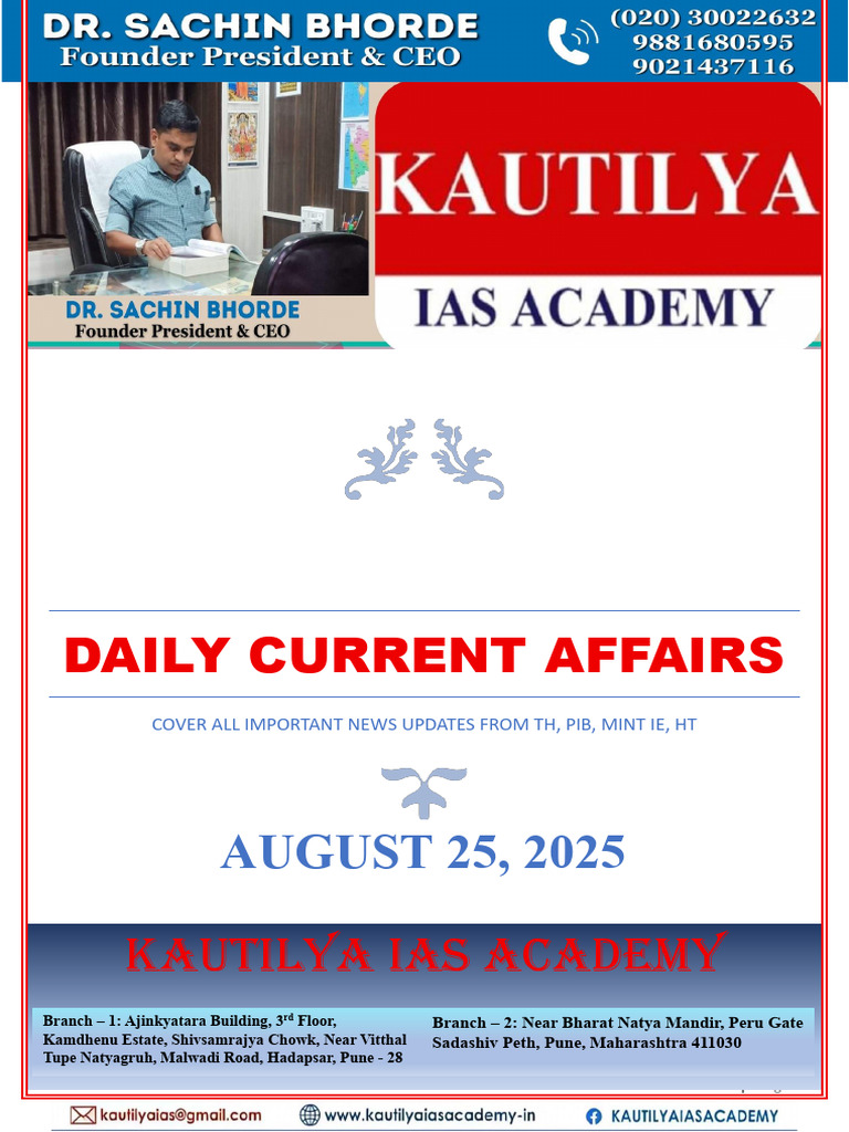 Daily Current Affairs Summary - August 2025 | PDF | Insolvency