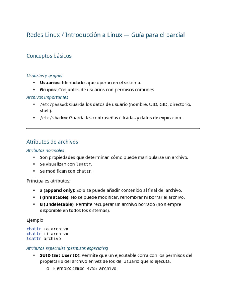 Guía de Linux: Usuarios, Permisos y Comandos | PDF | Archivo de ...