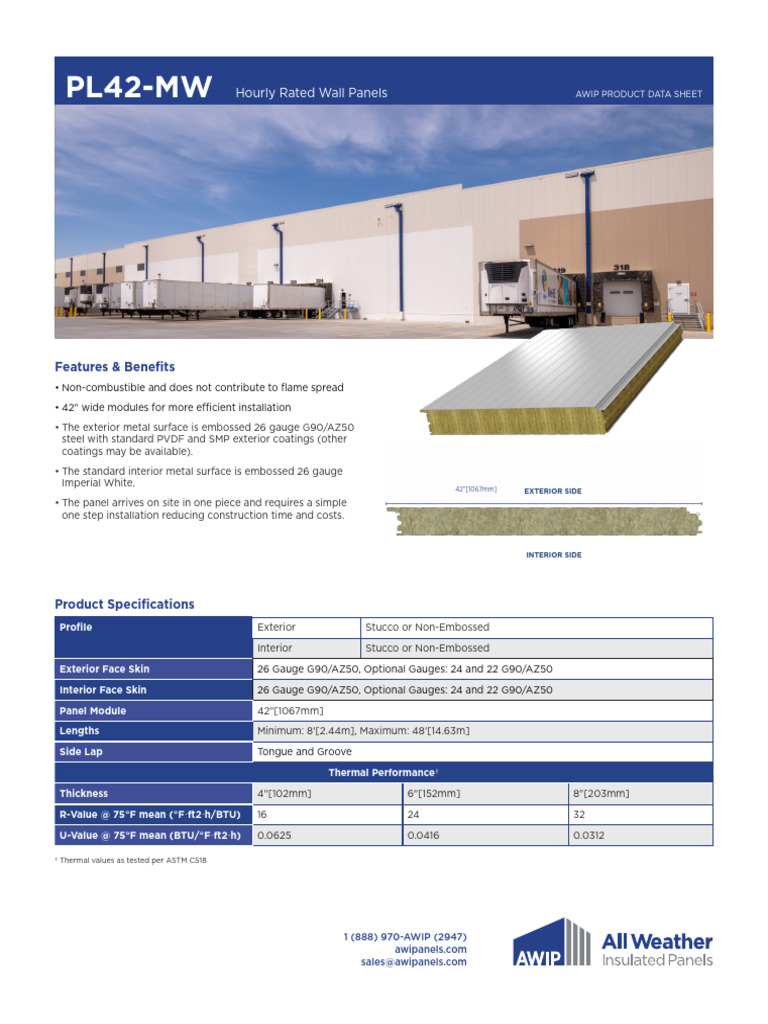 PL42-MW Hourly Rated Wall Panels | PDF | Wall | Architectural Design