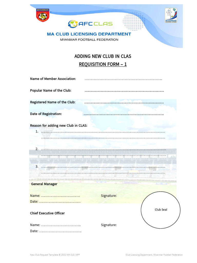 CLD New Club Request Template - 8fb7ad60 44d6 405e A353 10e1a086e48d | PDF