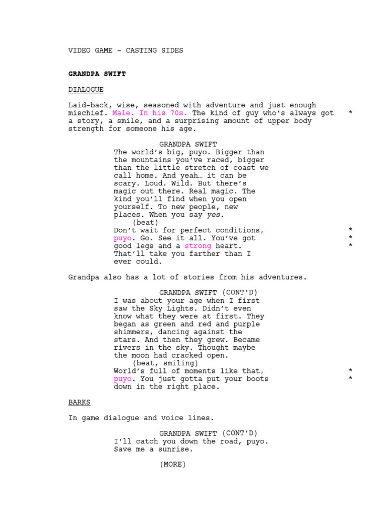 Grandpa Swift's Adventure Dialogue | PDF