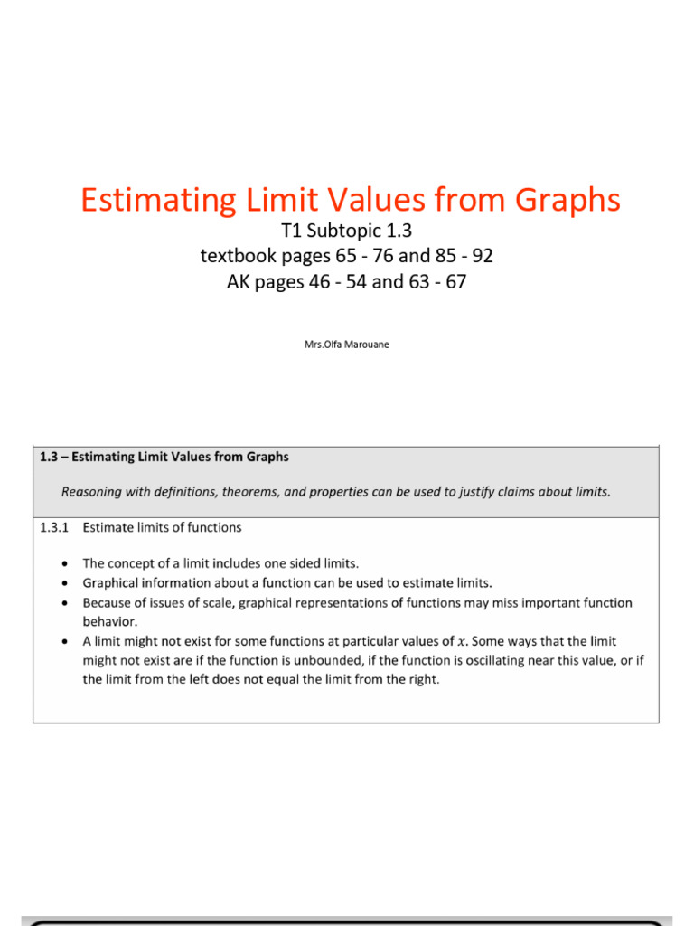 Estimating Limit Values from Graphs | PDF