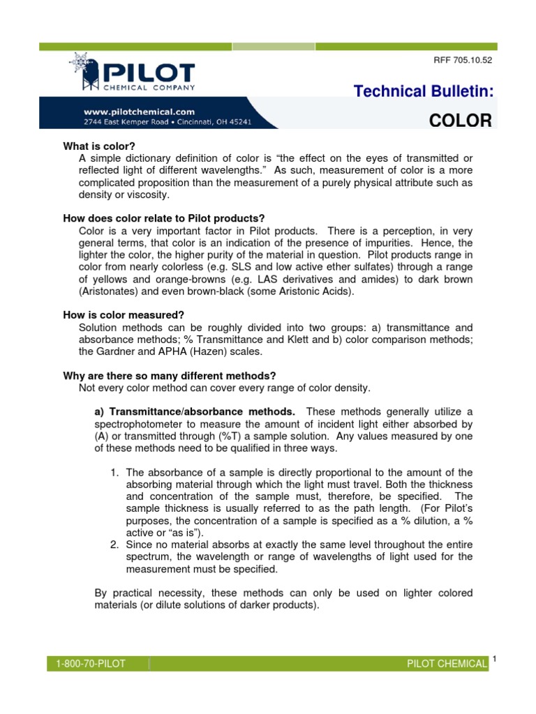 APHA and Gardner Color Measurement Guide | PDF | Absorbance | Color