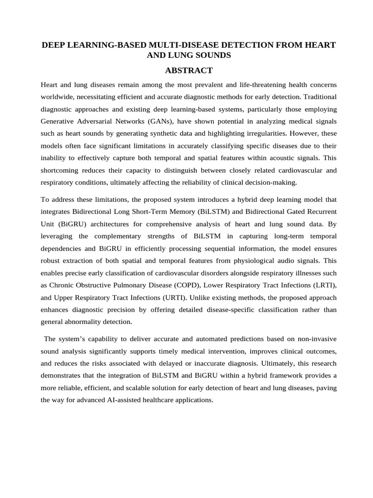 Deep Learning for Heart and Lung Disease Detection | PDF | Deep ...