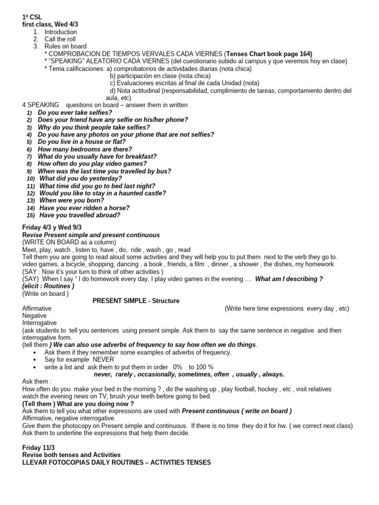 1º CSL Diagnostic Revision | PDF | Semantics | Linguistic Typology