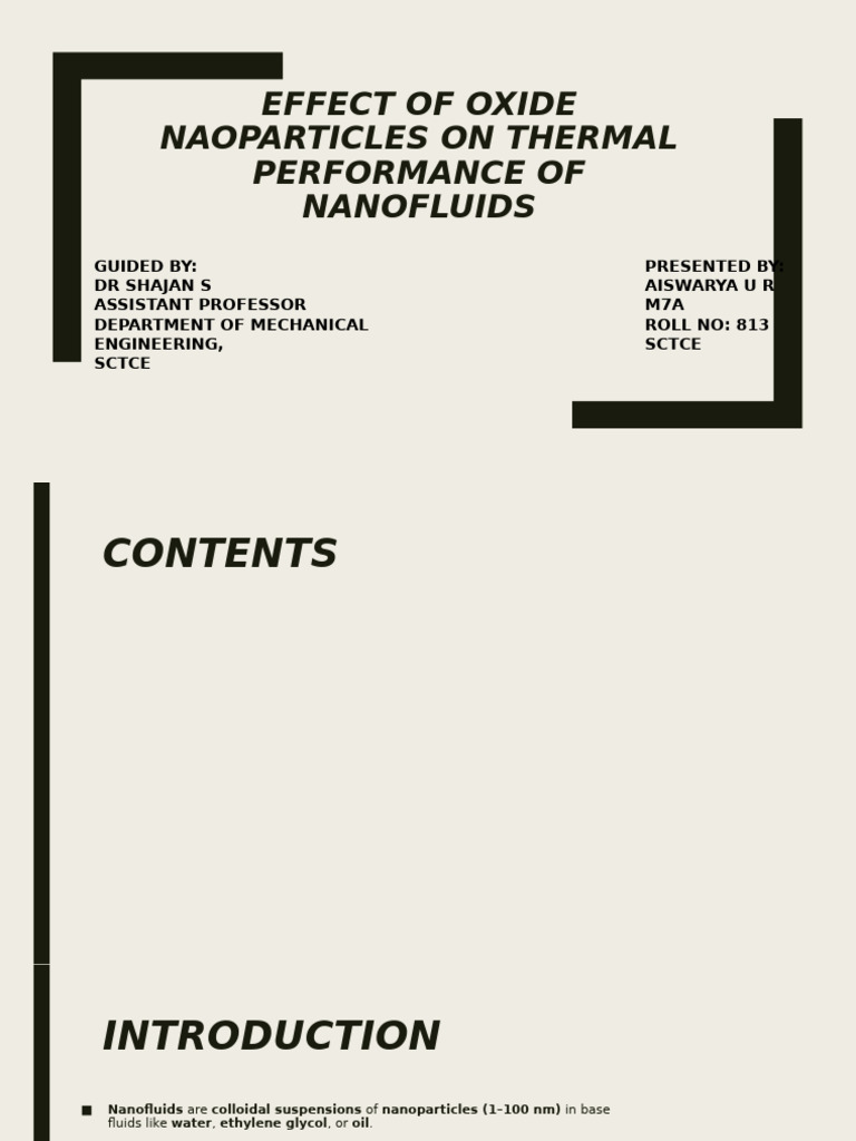 Effect of Oxide Naoparticles On Thermal Performance of Nanofluids | PDF