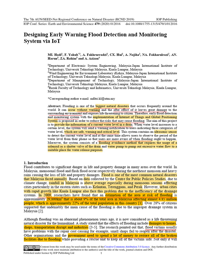 IoT-Based Flood Detection System | PDF | Flood | Internet Of Things