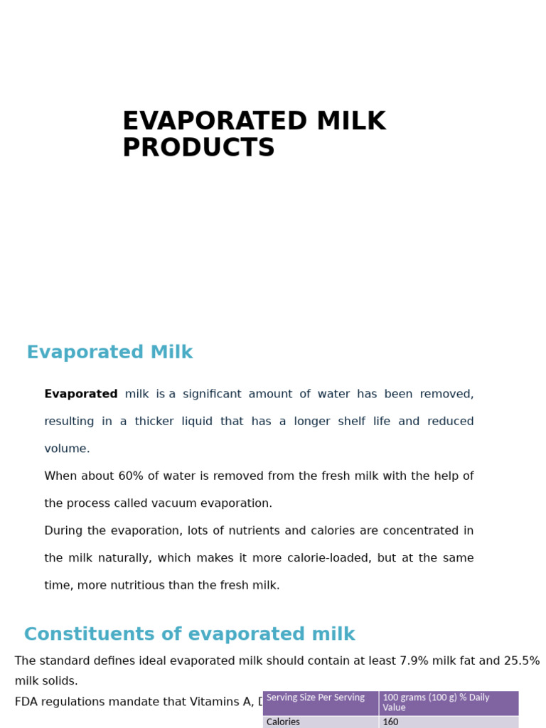 Dried Evaporated Milk Solids Overview | PDF | Milk | Powdered Milk