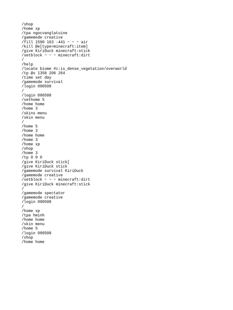 Minecraft Commands and Home Management | PDF