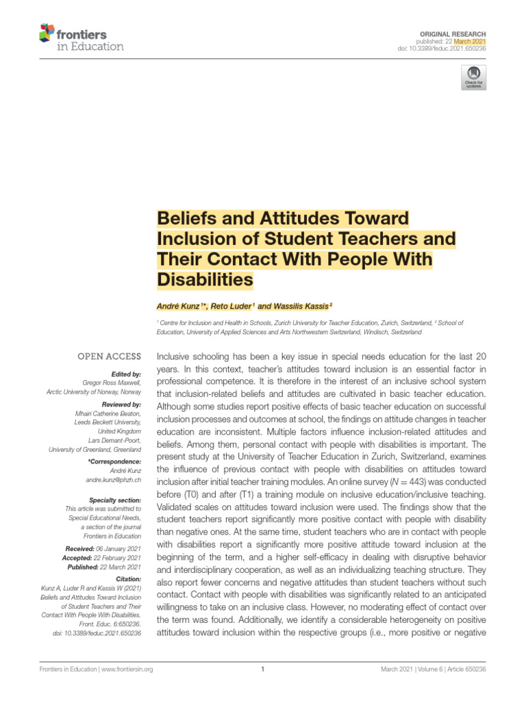 Beliefs and Attitudes Towards Inclusion Sí | PDF | Attitude (Psychology ...