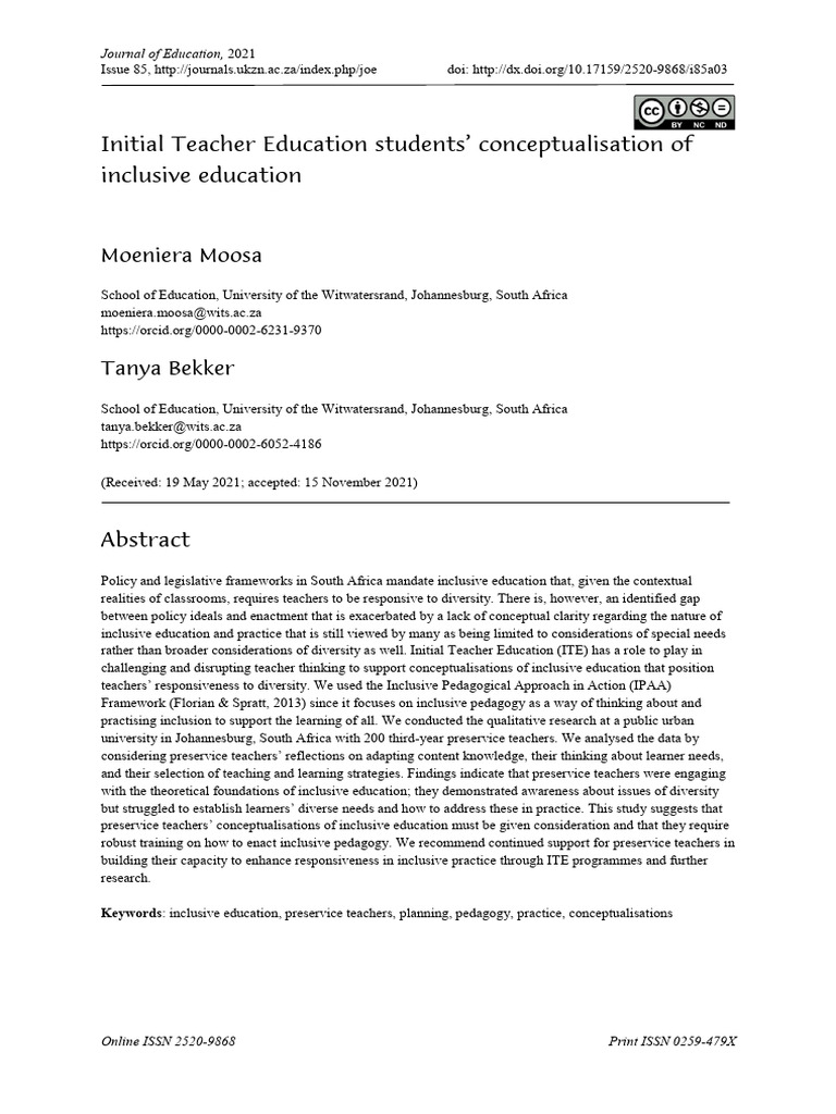 Preservice Teachers' Views on Inclusion | PDF | Inclusion (Education ...