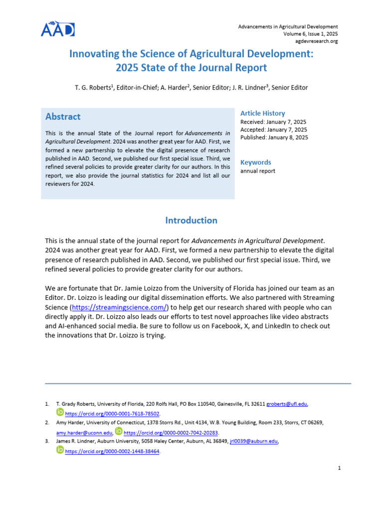 Annual Report on Agricultural Advances | PDF