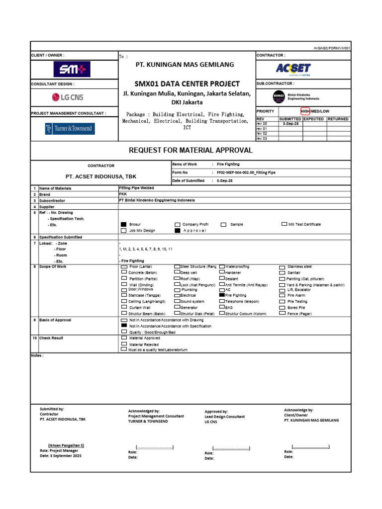Fire Fighting Material Approval Form | PDF | Pipe (Fluid Conveyance ...