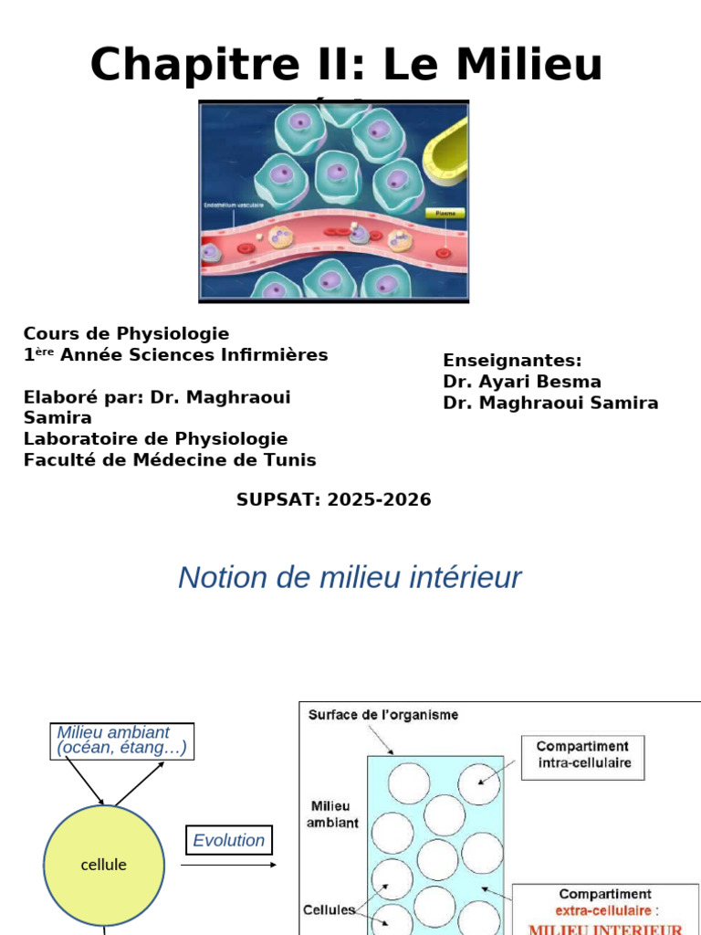 Physiologie du Milieu Intérieur en 1ère Année | PDF | Globule blanc ...