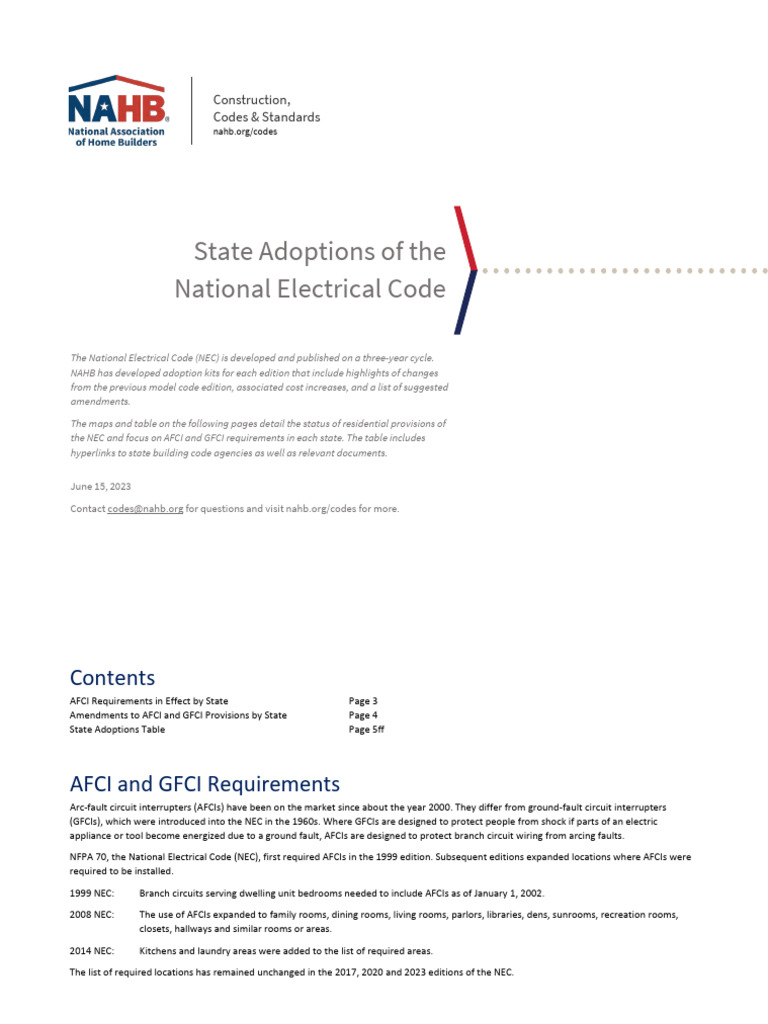 NEC AFCI Requirements by State 2023 | PDF | Electrical Engineering ...