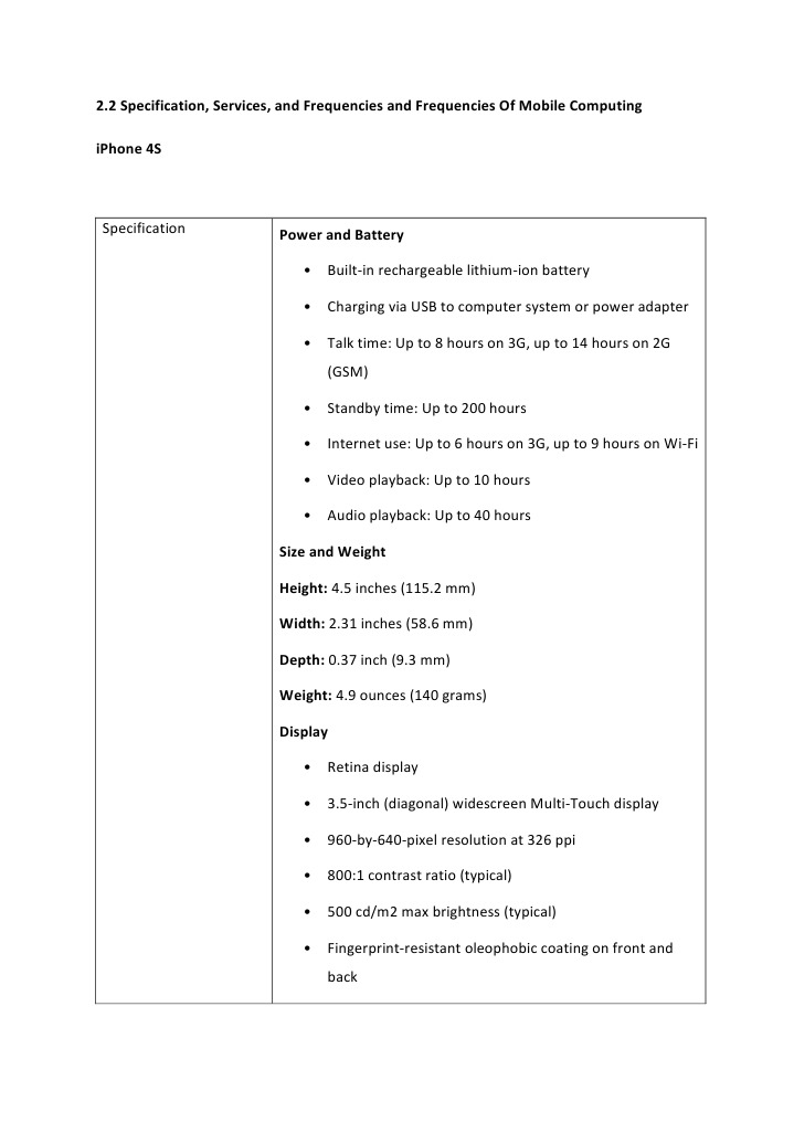 iPhone 4S Specifications Overview | PDF