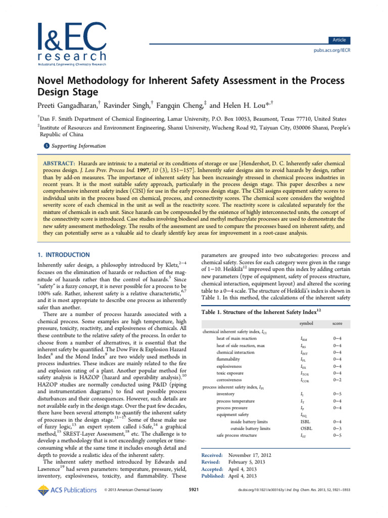 Inherent Safety Assessment Methodology | PDF | Toxicity | Hazards