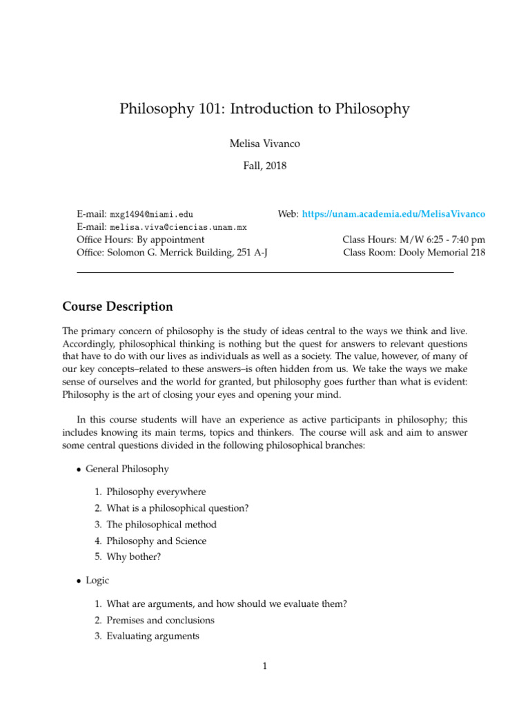 Intro to Philosophy Course Overview | PDF | Argument | Knowledge