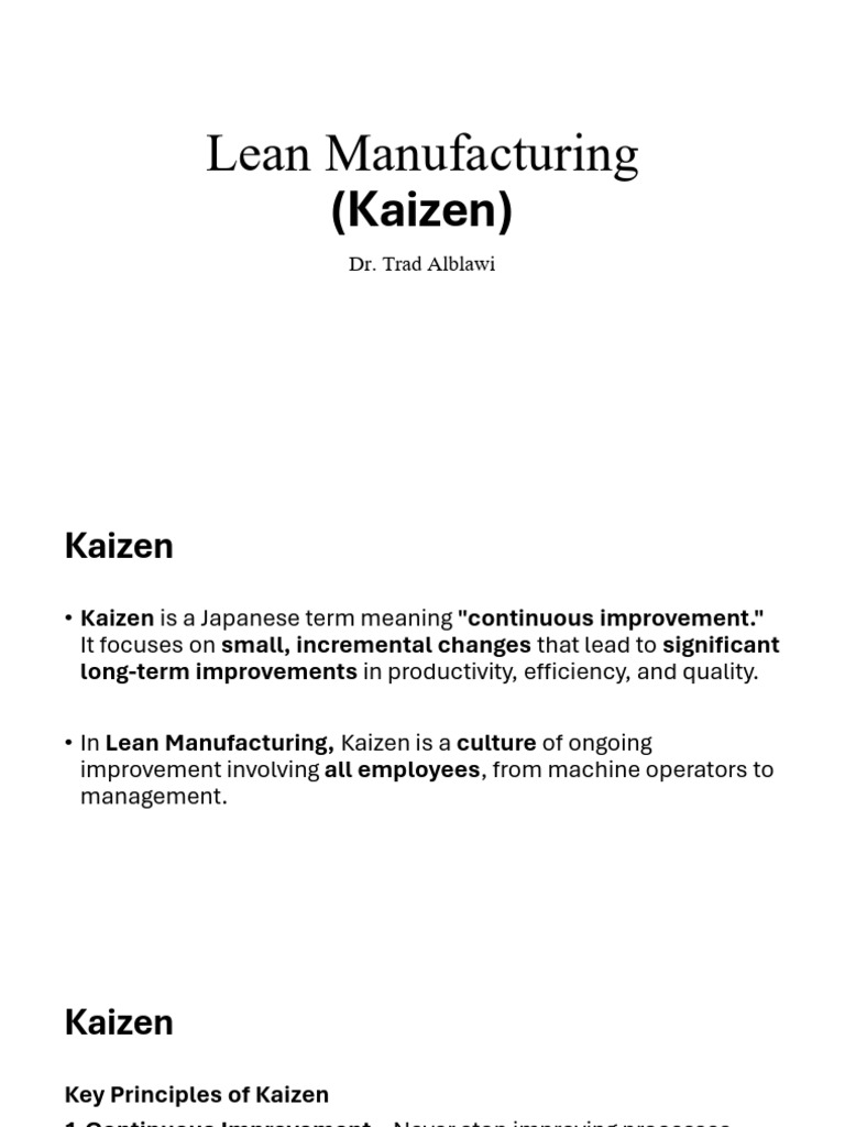 Kaizen in Lean Manufacturing Principles | PDF | Lean Manufacturing ...