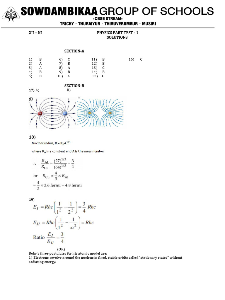 Physics Test Solutions and Concepts | PDF | Electron | Theoretical Physics