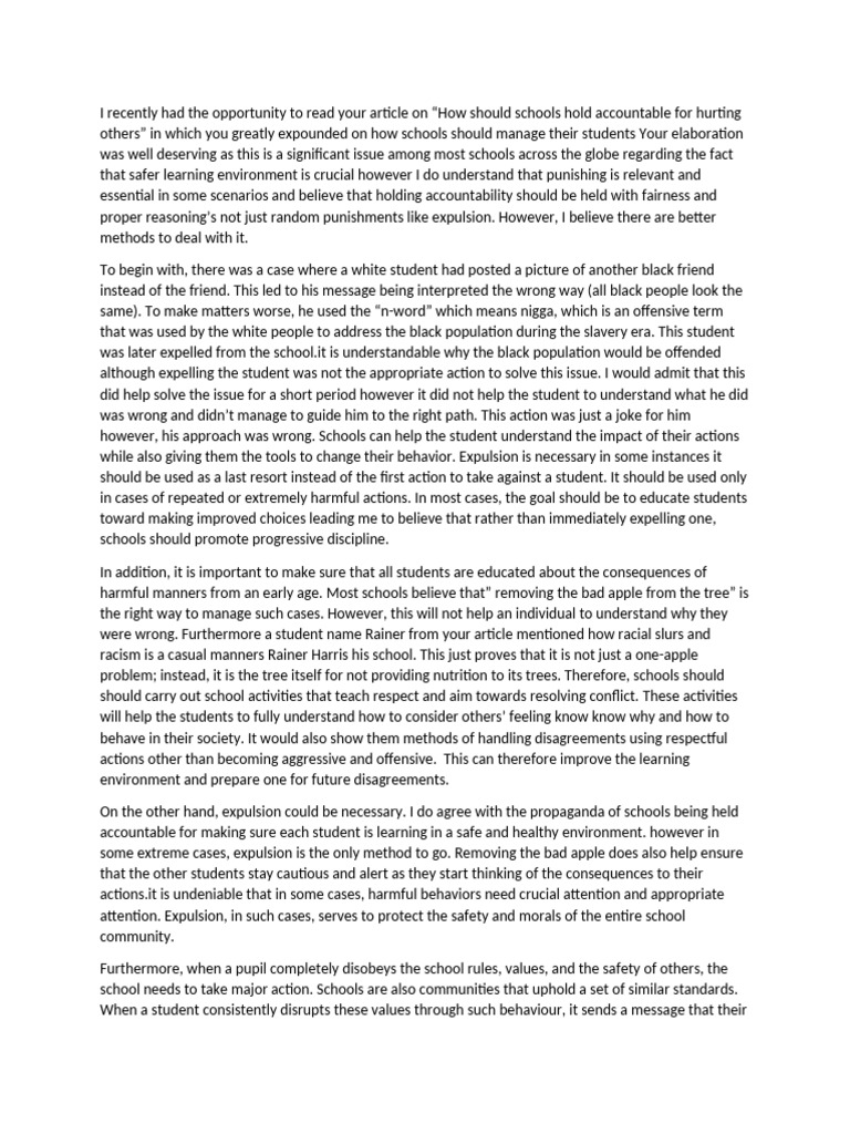 Fair Accountability in School Discipline | PDF | Learning | Psychology