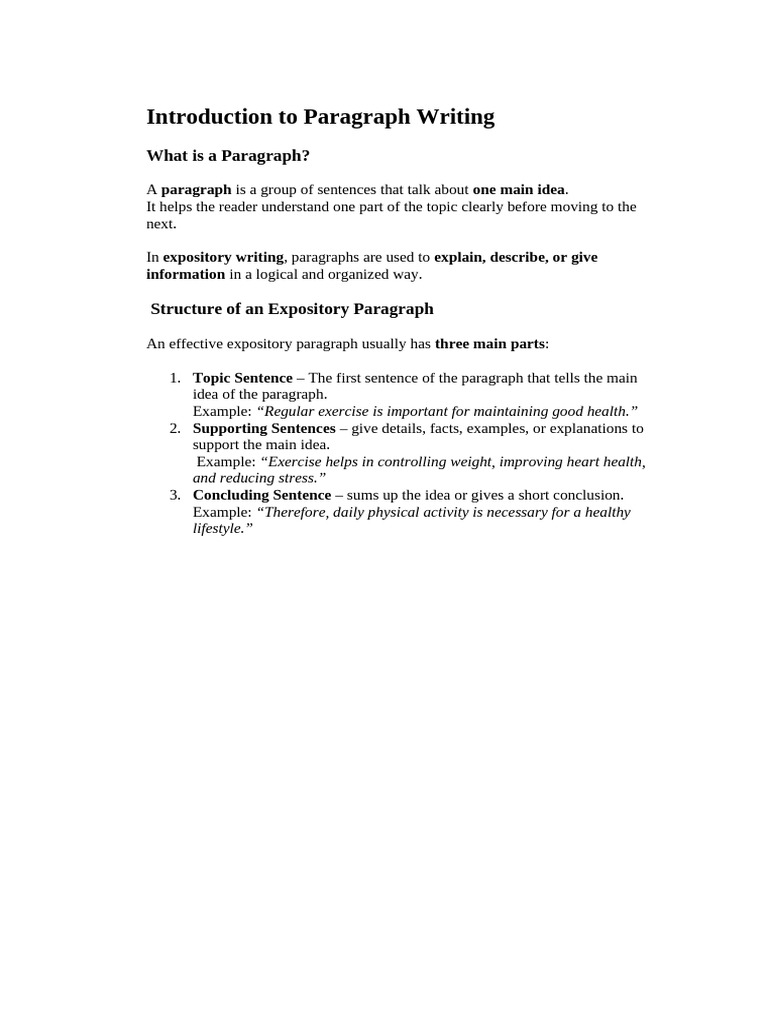 Guide to Expository Paragraph Writing | PDF