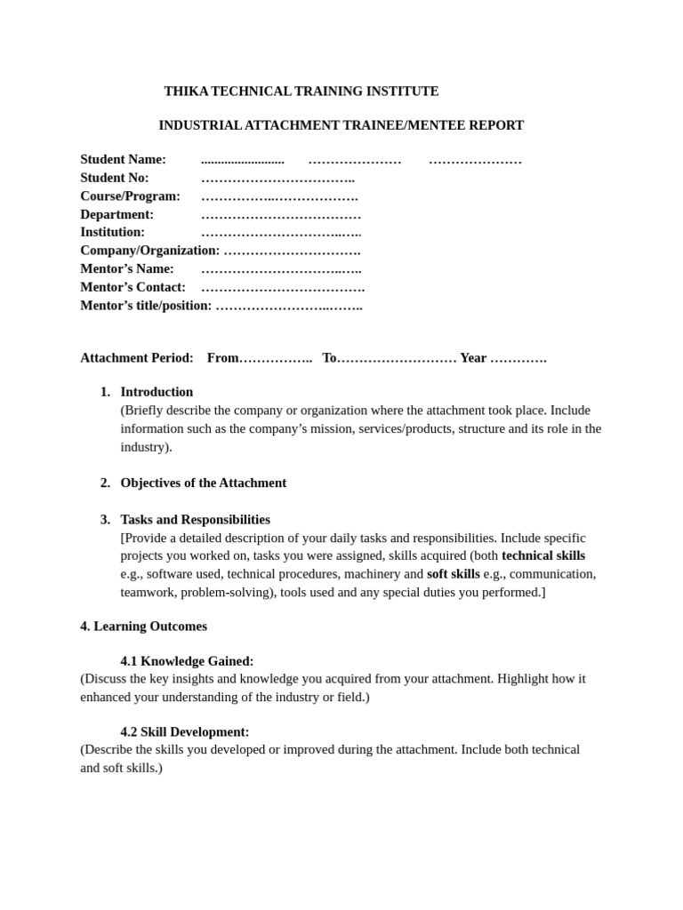 Trainee Report Writing Template | PDF