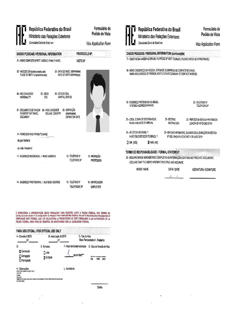 Visa Application Form - Example | PDF