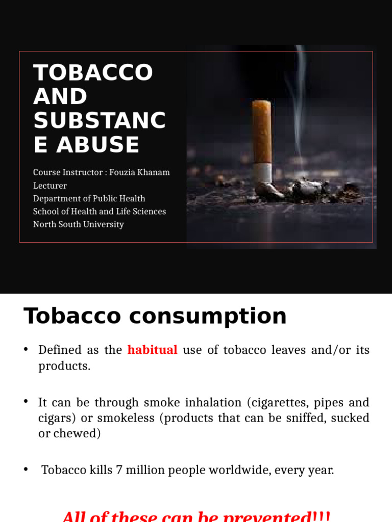 Lecture 14 (Tobacco and Substance Abuse) | PDF | Smoking | Electronic ...