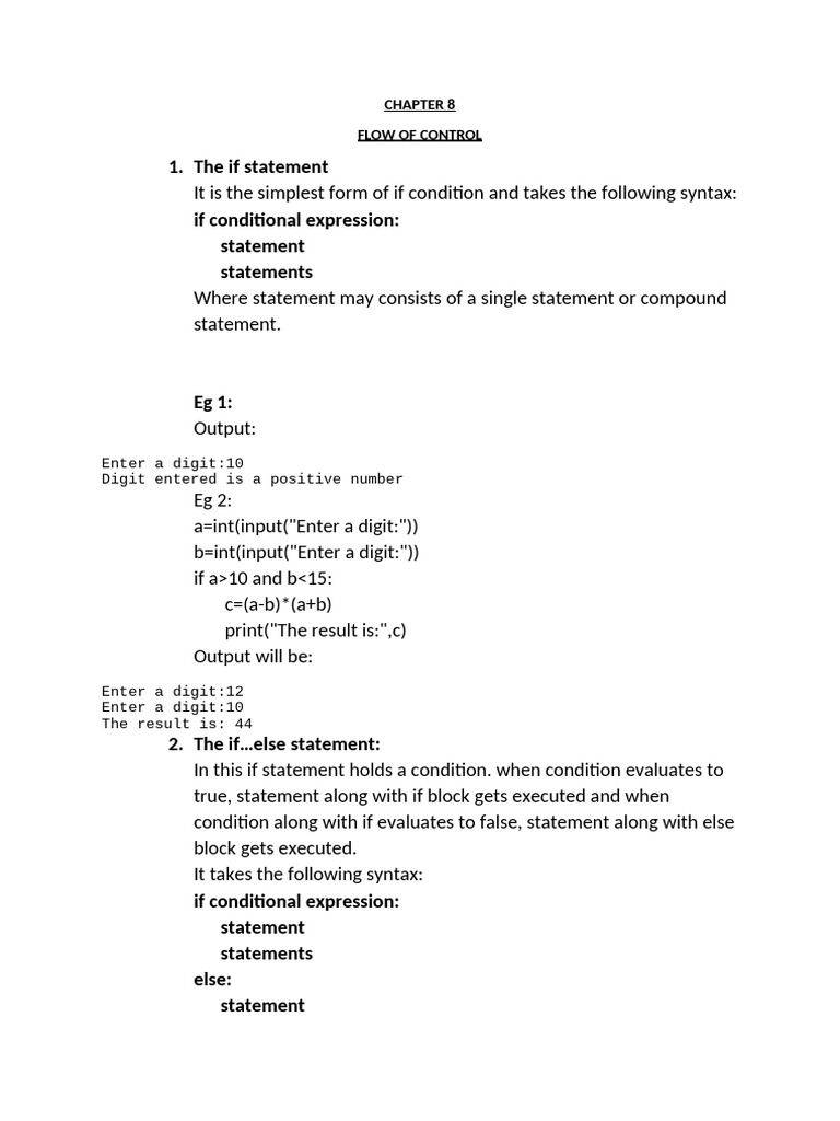 Python Control Flow: If, Loops, and Examples | PDF | Control Flow ...