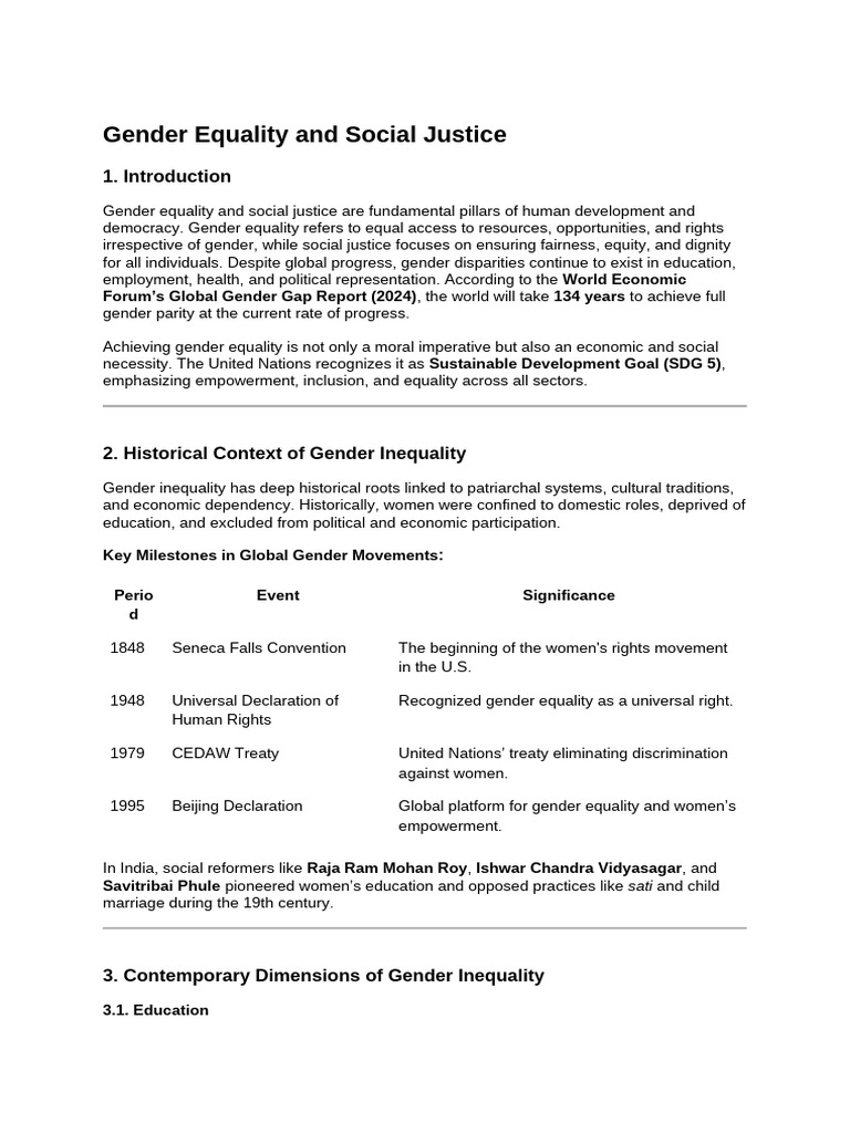 Gender Equality: Challenges and Solutions | PDF | Gender Studies ...